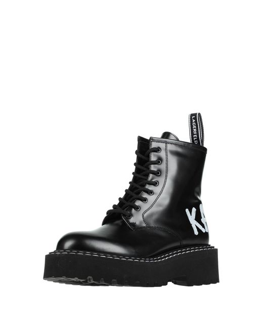 Karl Lagerfeld Black Patrol Ii Brush Logo Hi Lace Ankle Boots Soft Leather