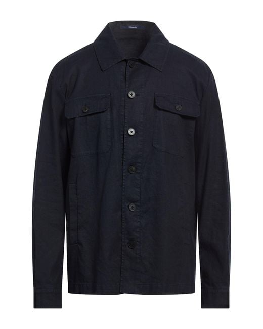 Drumohr Blue Jacket Linen, Cotton, Elastane for men