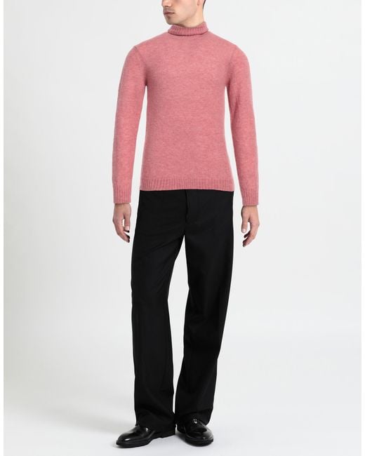 Irish Crone Pink Antique Rose Turtleneck Alpaca Wool, Polyamide, Wool for men