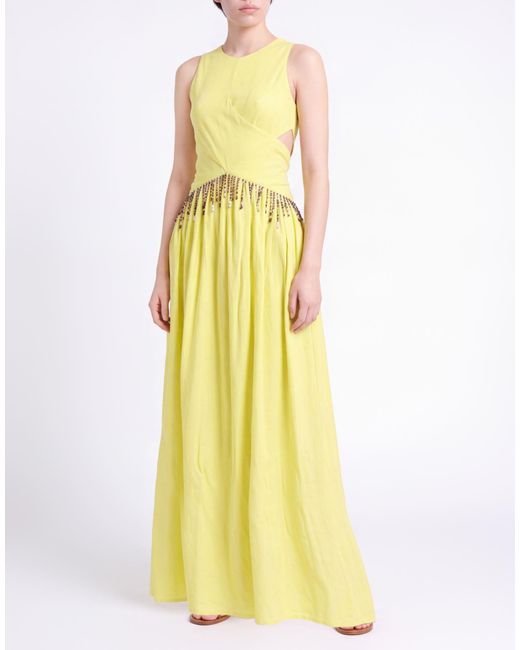 MSGM Yellow Maxi Dress Viscose, Linen