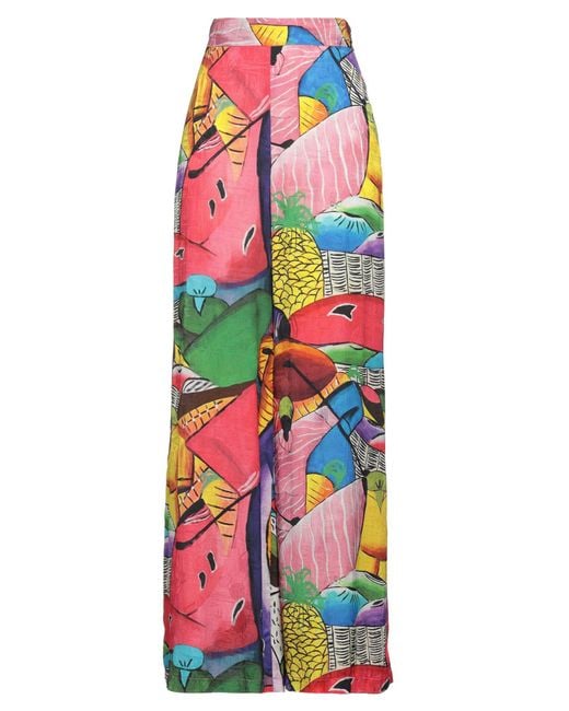 Stella Jean White Fuchsia Pants Viscose