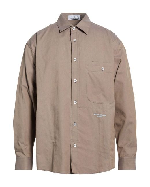 Stone Island Brown Taupe Shirt Cotton for men