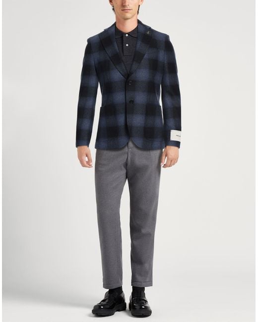 Paoloni Blue Blazer Wool, Polyamide for men