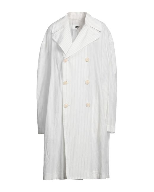 MM6 by Maison Martin Margiela White Overcoat & Trench Coat