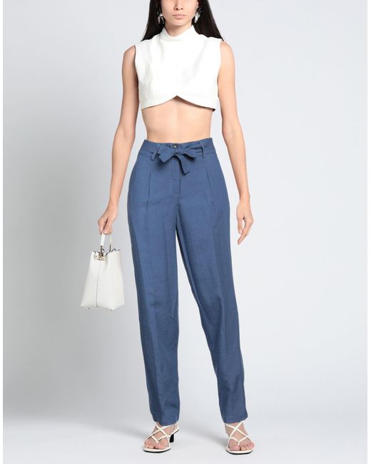 MOONSHINE Milano Blue Pants Viscose, Linen