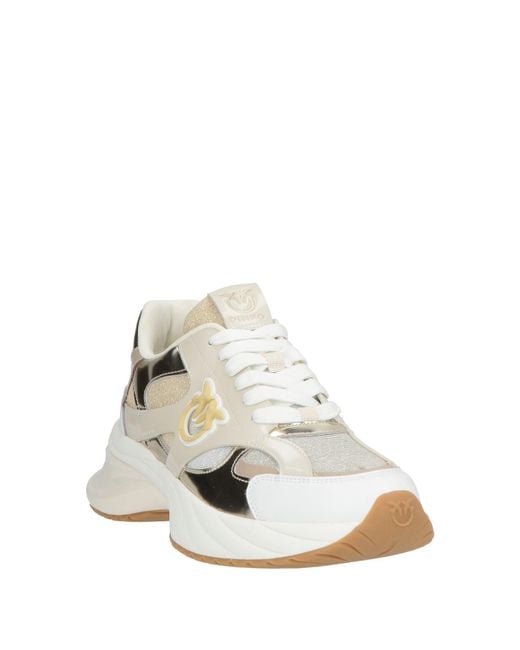 Pinko White Sneakers Leather, Textile Fibers