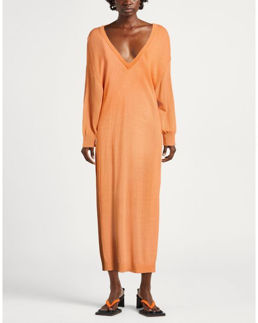 REMAIN Birger Christensen Orange Midi Dress