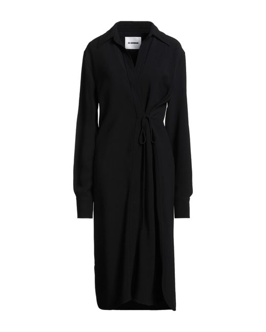 Jil Sander Black Midi Dress Viscose, Acetate