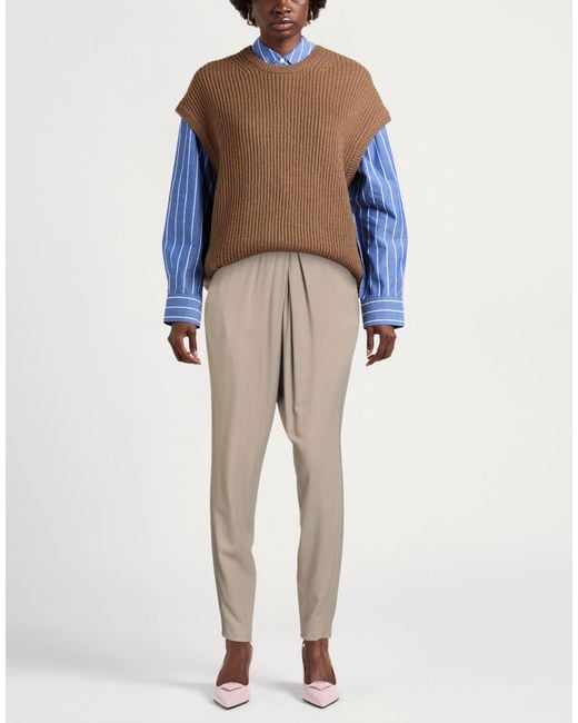 Grifoni Natural Khaki Pants Viscose, Wool, Elastane