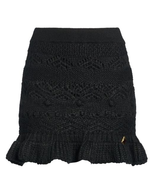 Odi Et Amo Black Mini Skirt Elastane, Wool