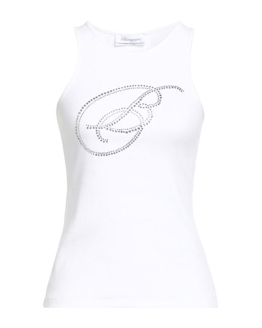 Blumarine White Tank Top Cotton, Elastane