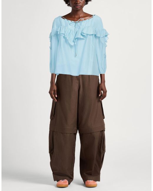 Pinko Blue Top Cotton, Silk
