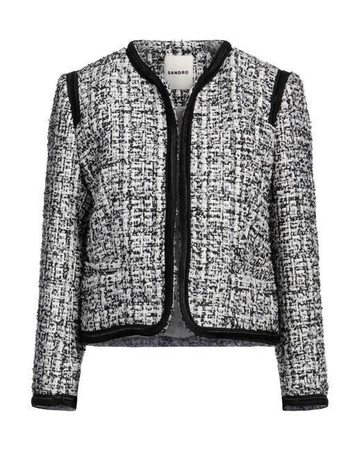Sandro Black Sequin-embellished Metallic Tweed Jacket