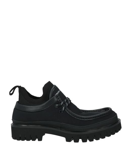 ARMANI EXCHANGE Black Lace-Up Shoes Polyester, Rubber, Polyurethane for men