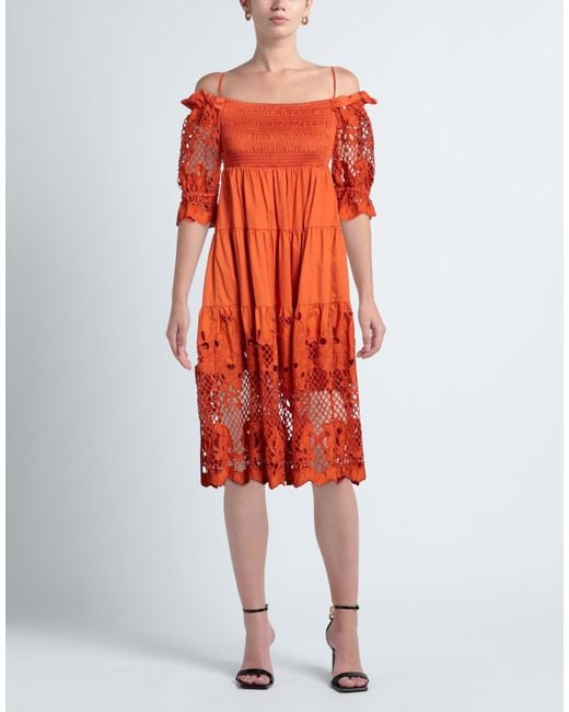 Self-Portrait Red Midi Dress