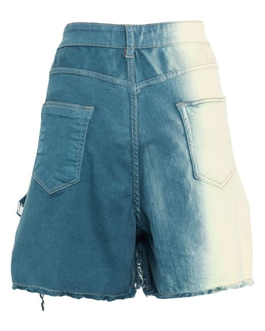 Rick Owens Blue Denim Shorts Cotton, Polyester, Natural Rubber