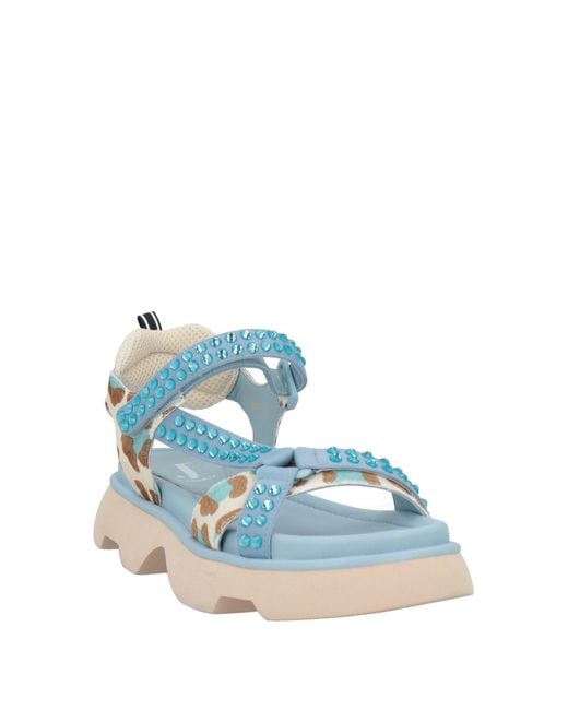 Jeannot Blue Sandals Leather, Textile Fibers
