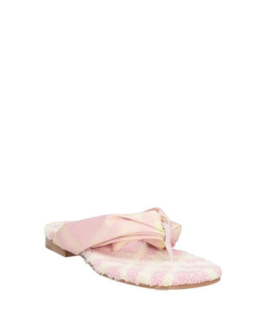 Burberry Pink Thong Sandal Leather, Textile Fibers