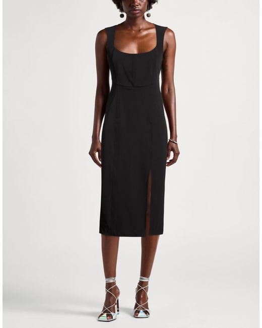 Patrizia Pepe Black Midi Dress Polyester, Elastane