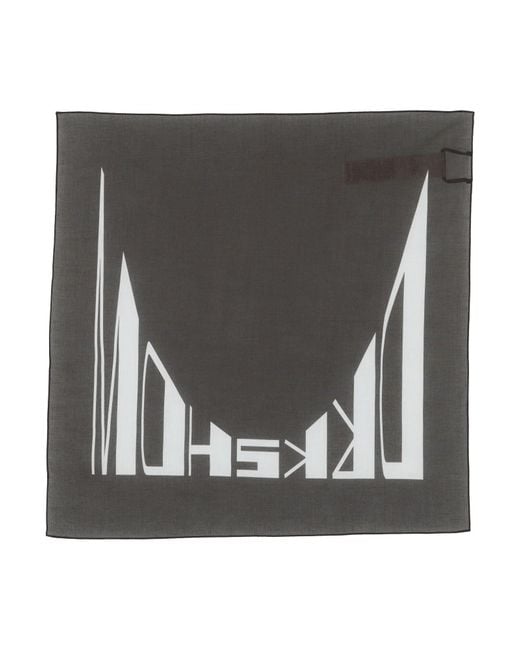 Rick Owens Gray Charcoal Scarf Cotton