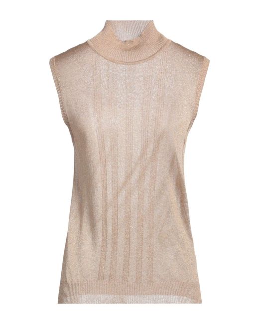 Weekend by Maxmara Natural Camel Turtleneck Viscose, Metallic Fiber, Polyamide