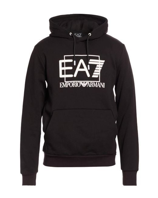 EA7 Black Sweatshirt Cotton, Polyester, Elastane for men