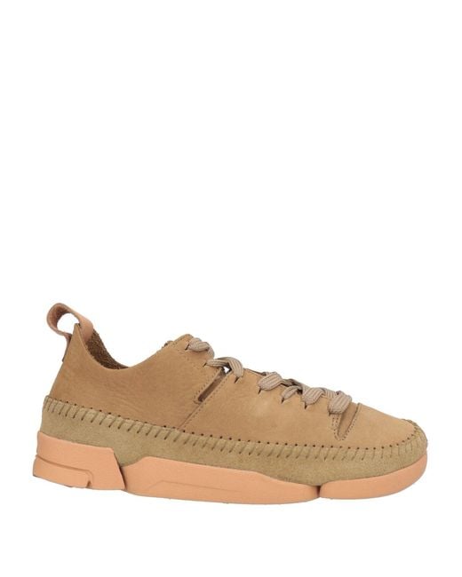 Clarks Natural Khaki Sneakers Leather