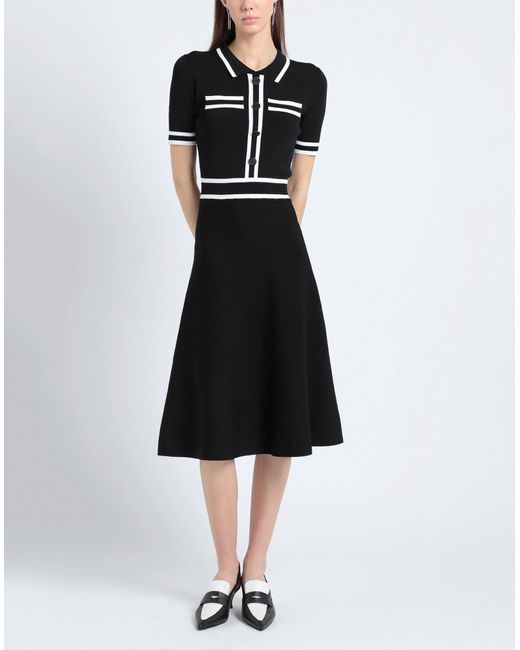 Karl Lagerfeld Black Contrasting-trim Knit Dress