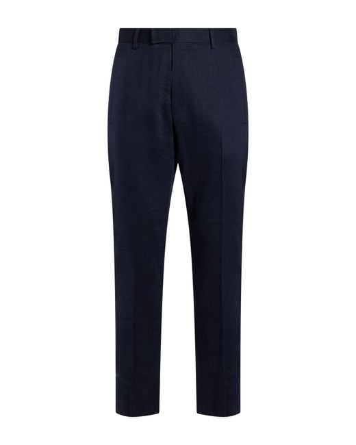 Corneliani Blue Midnight Pants Linen, Virgin Wool, Mohair Wool for men