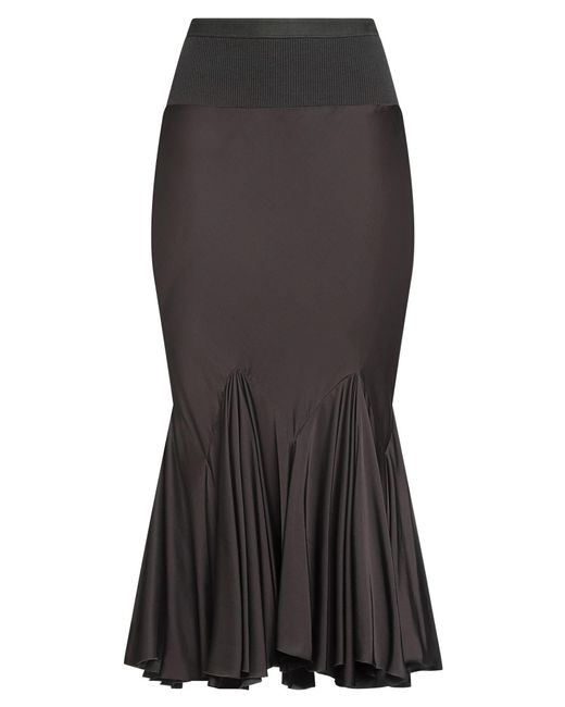 Rick Owens Black Dark Midi Skirt Acetate, Viscose, Cotton, Polyamide