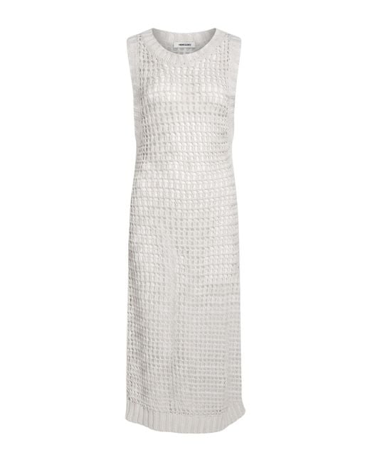Aviu White Light Midi Dress Linen, Polyurethane, Cotton, Polyester