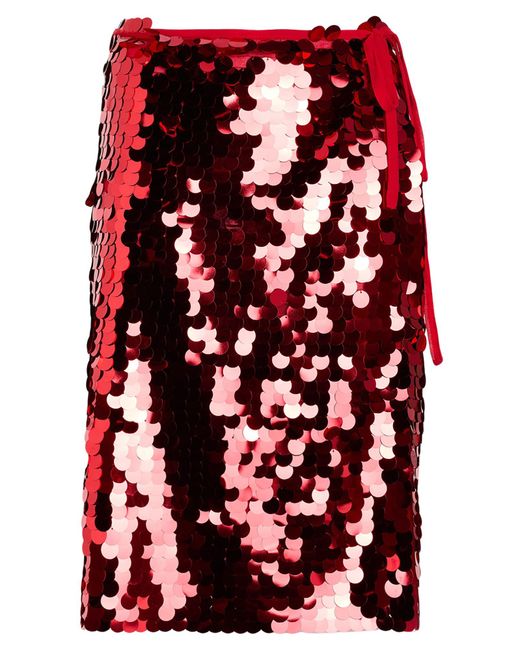 Erika Cavallini Semi Couture Red Midi-Rock