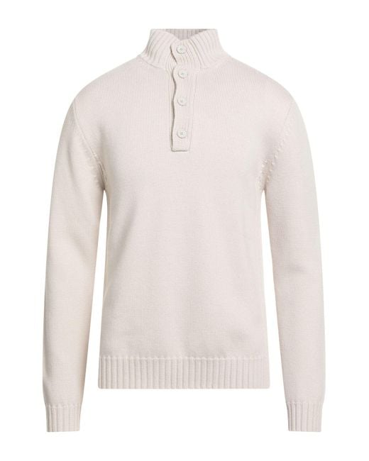 Alpha Studio White Cream Turtleneck Merino Wool for men