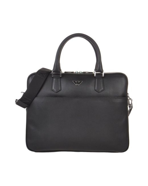 Emporio Armani Black Handbag Bovine Leather, Polyurethane Coated for men