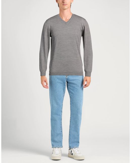 Fedeli Gray Taupe Sweater Virgin Wool for men