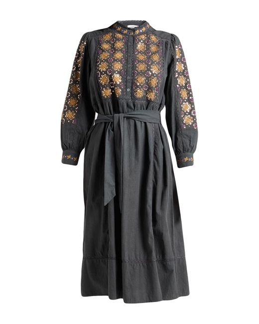Antik Batik Black Charcoal Midi Dress Cotton