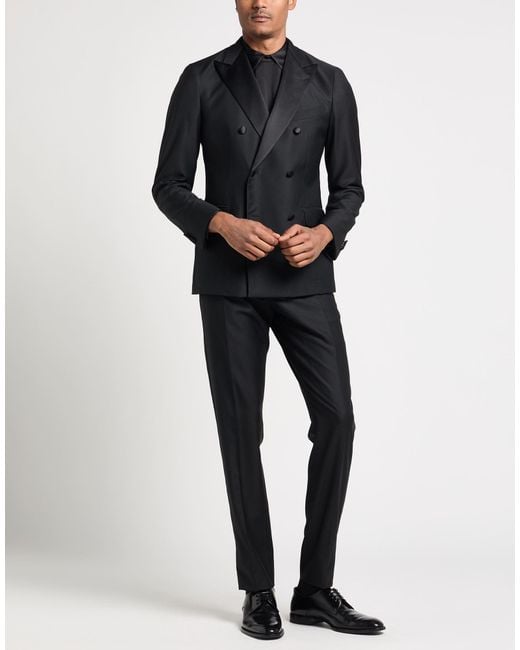Boglioli Black Suit Virgin Wool, Elastane for men