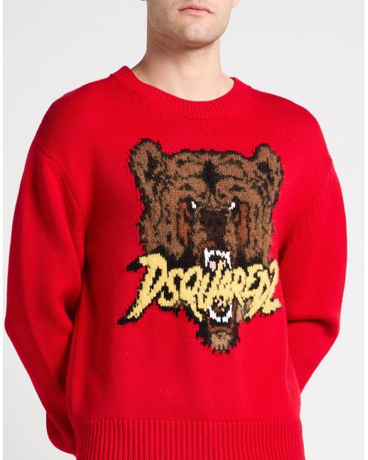 DSquared² Red Sweater Wool, Polyamide, Cotton, Mohair Wool, Alpaca Wool for men