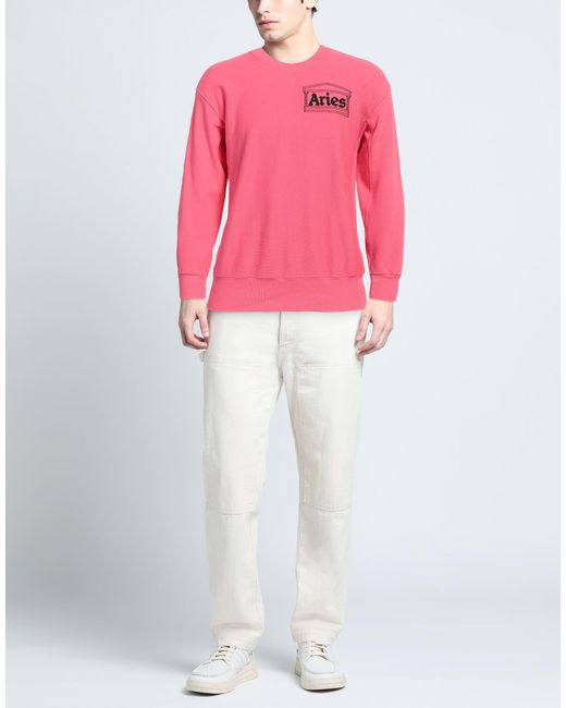 Aries Pink Fuchsia Sweatshirt Cotton for men