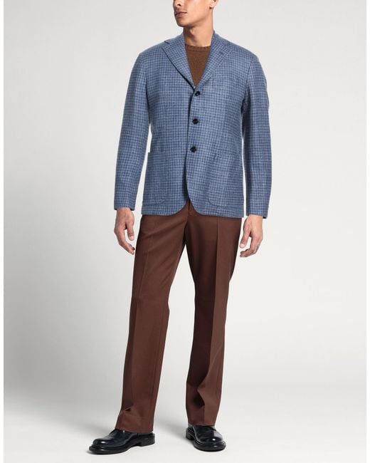 Sartorio Napoli Blue Blazer Wool, Silk, Linen, Elastane for men
