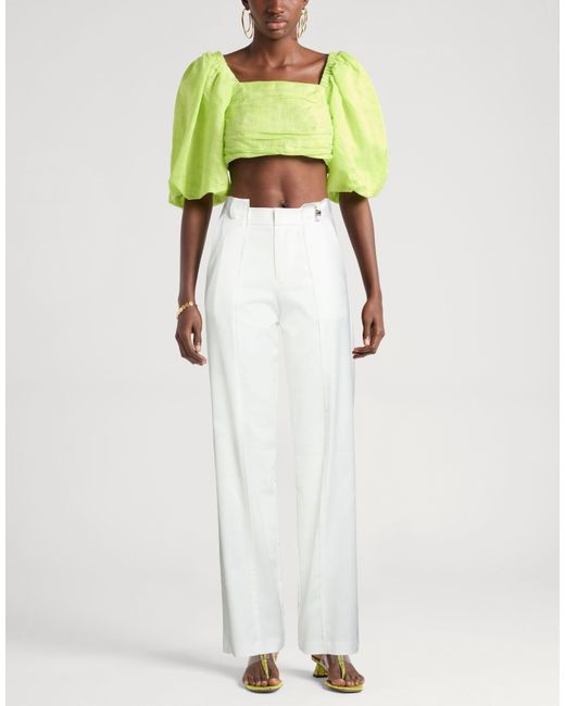 Gaelle Paris White Pants Cotton, Polyamide, Elastane