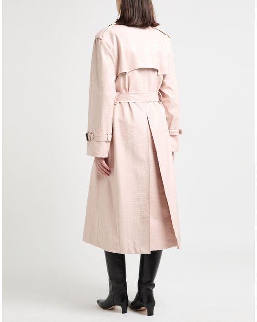 MSGM Pink Overcoat & Trench Coat Polyester