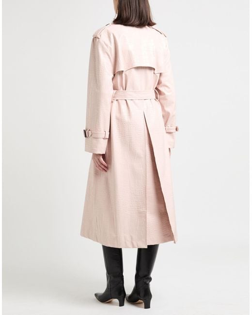 MSGM Pink Overcoat & Trench Coat Polyester