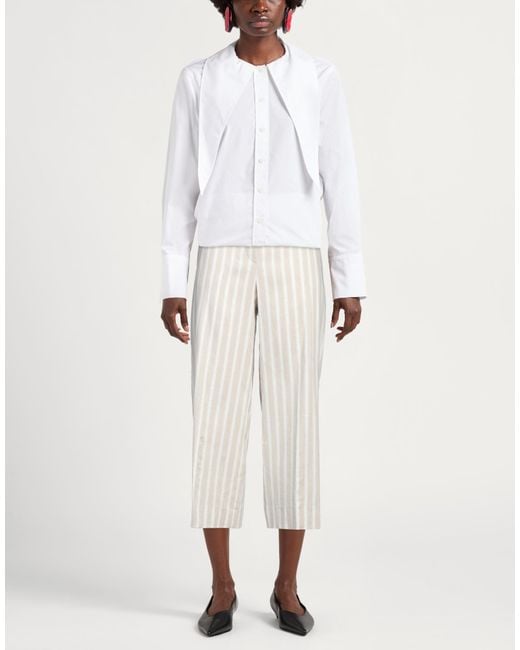 Seductive White Pants Linen, Polyester, Viscose, Elastane