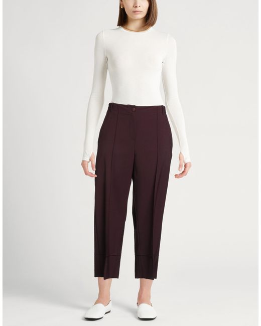 Alysi Purple Pants Polyester, Virgin Wool, Elastane
