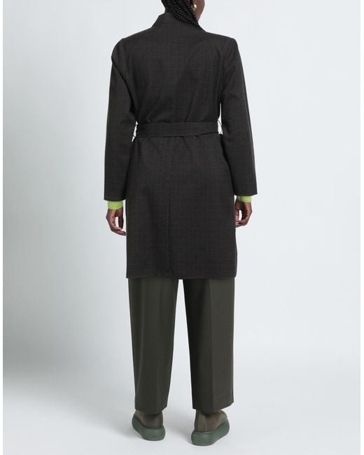 Shirtaporter Black Overcoat & Trench Coat Polyester, Viscose, Elastane