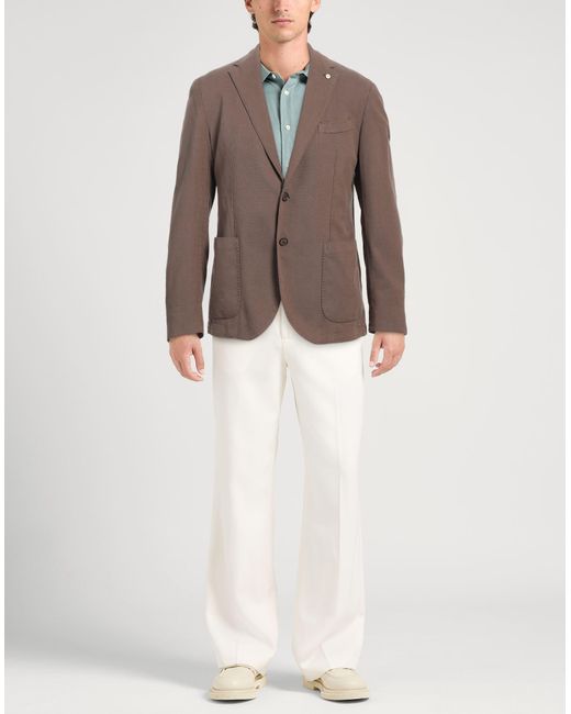 L.b.m. 1911 Brown Blazer Lyocell, Cotton, Elastane for men