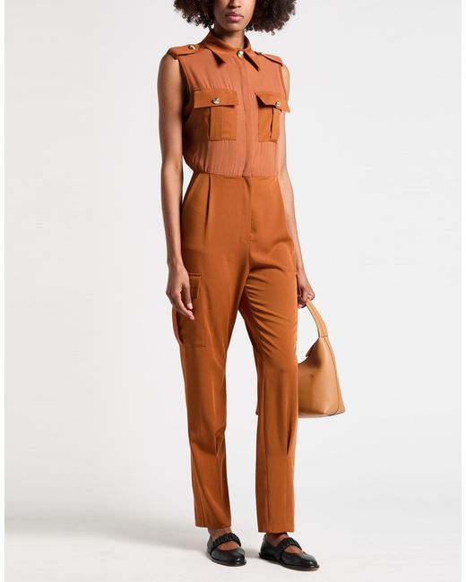 Relish Brown Jumpsuit Polyester, Elastane