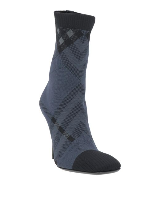 Burberry Blue Charcoal Ankle Boots Textile Fibers