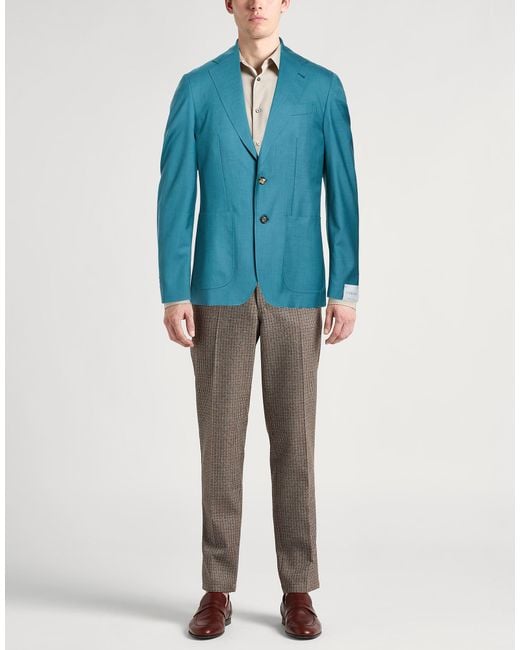 Caruso Blue Blazer Wool, Silk for men